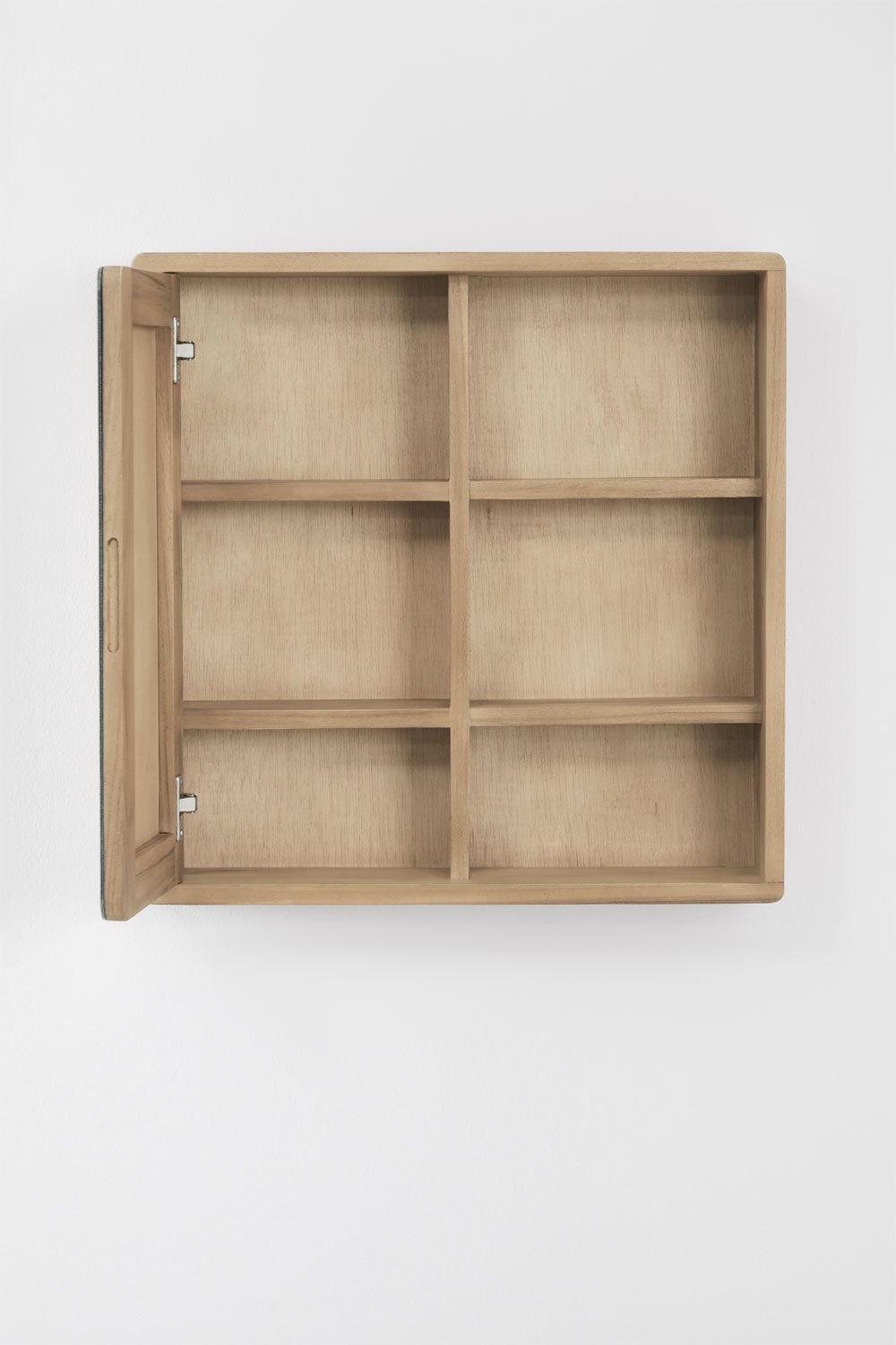 Armadio da parete quadrato 60x60 cm per bagno in legno di teak con specchio Ian, immagine della galleria 4