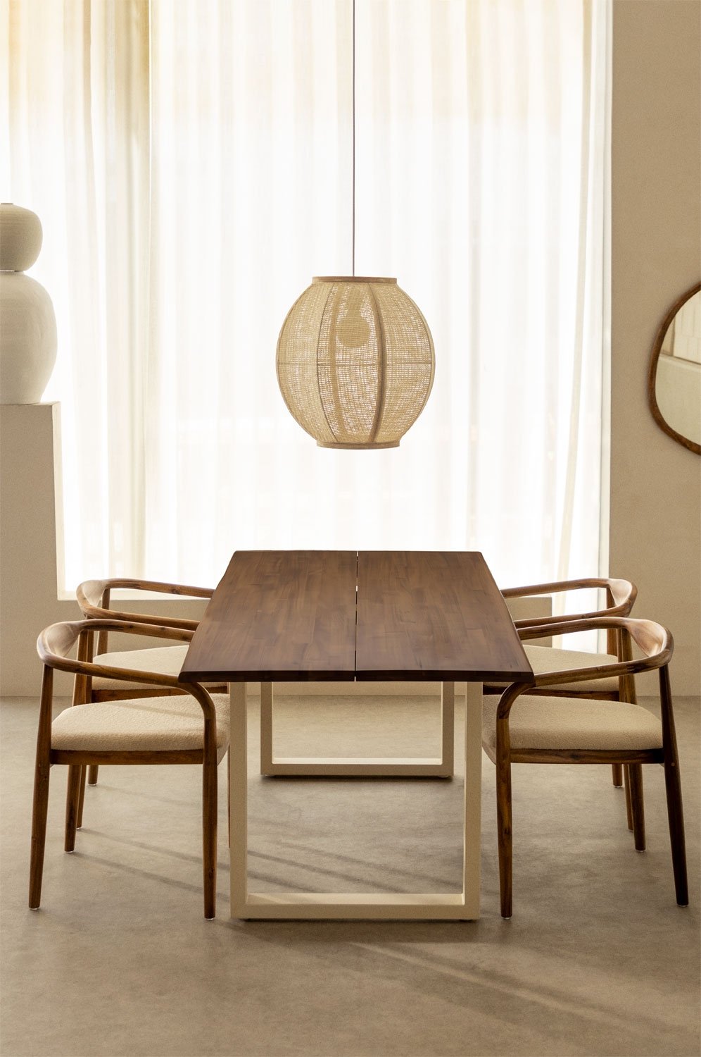 Tavolo da pranzo rettangolare 180x90 cm in legno di acacia e acciaio Maupi, immagine della galleria 1
