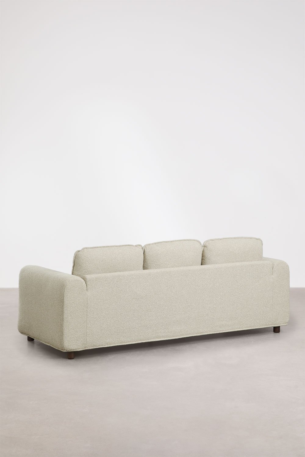 Divano 3 posti in bouclé e legno di caucciù Pablian, immagine della galleria 7