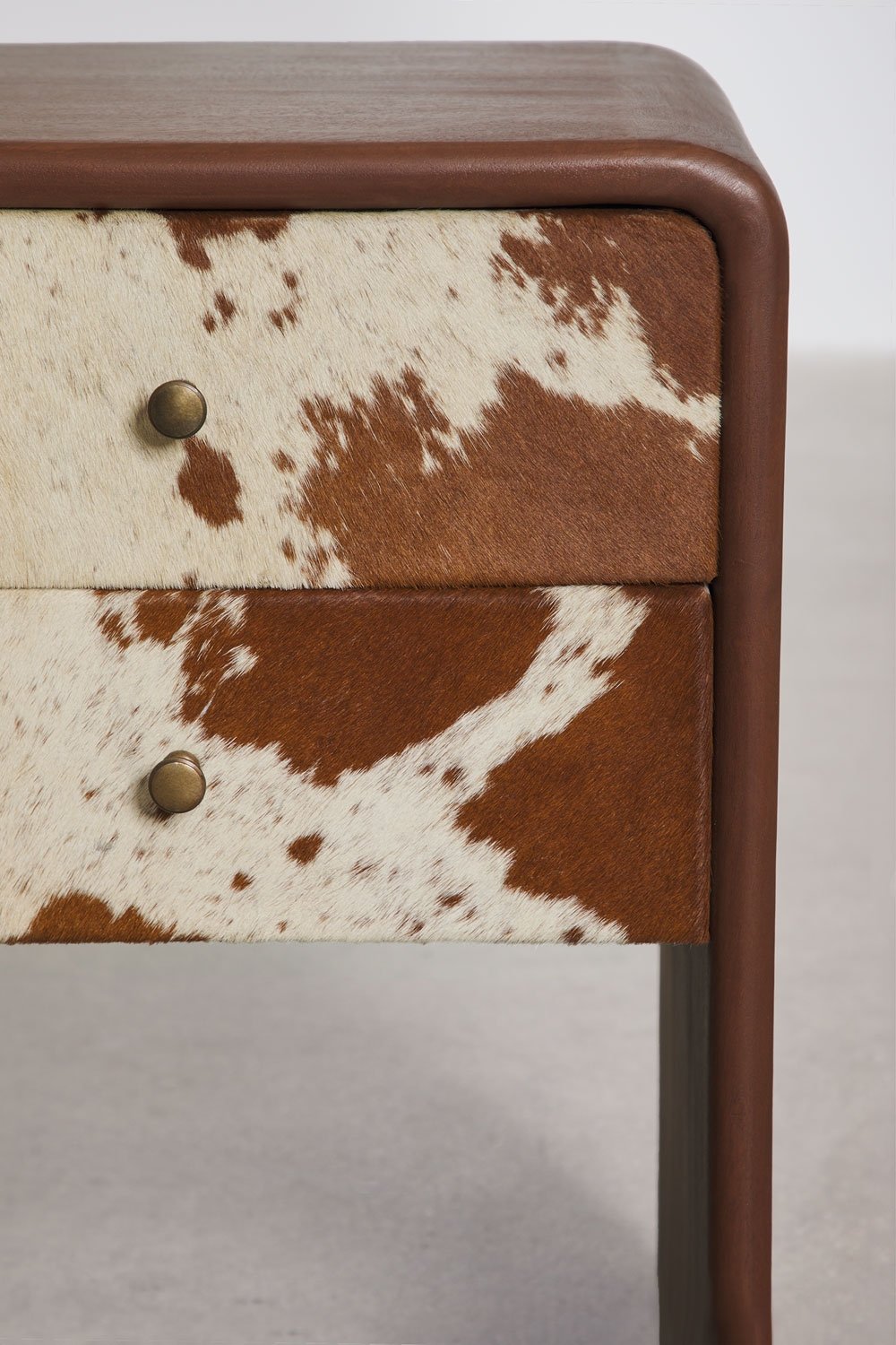 Comodino 45x35 cm in legno di mango e pelle Vozli, immagine della galleria 6