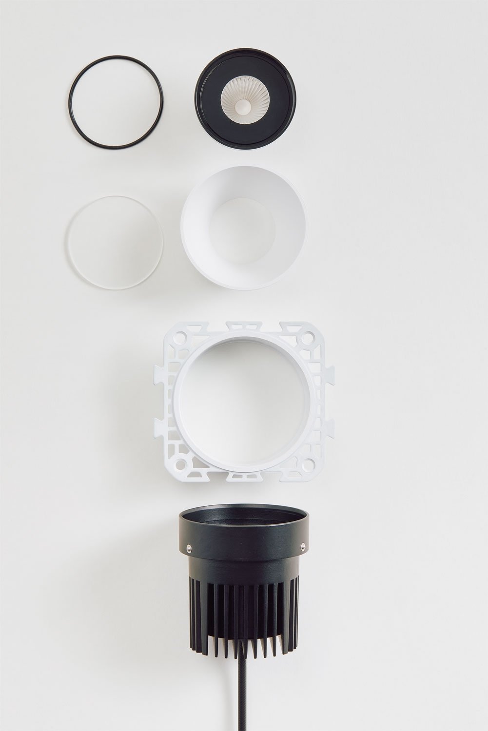 Pack da 2 downlight LED da incasso senza cornice trimless rotondi Ø6,8 cm per esterni in alluminio Orelva, imagen de galeria 8