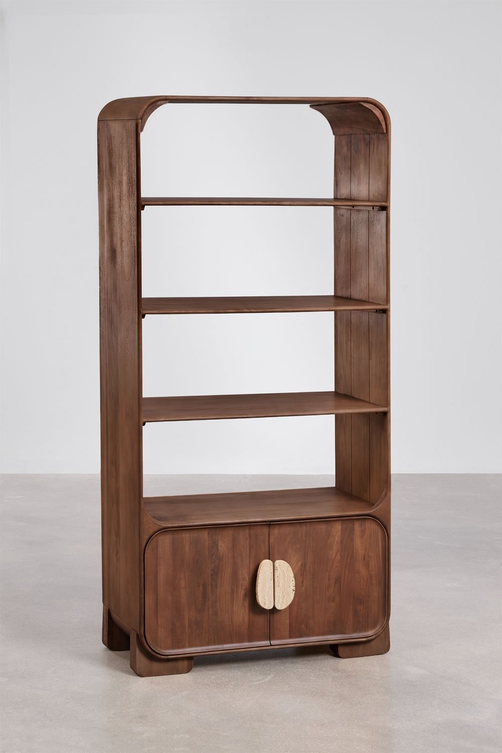 Scaffale 190 cm in legno di mango e pietra naturale Kivalina, immagine della galleria 3