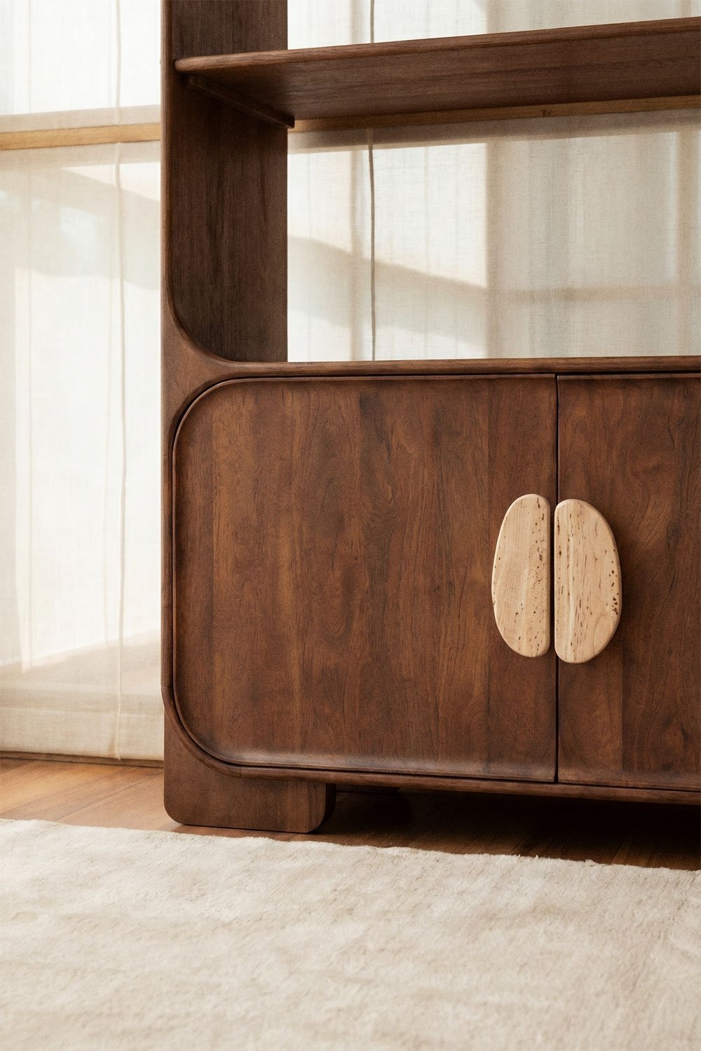 Scaffale 190 cm in legno di mango e pietra naturale Kivalina, immagine della galleria 2