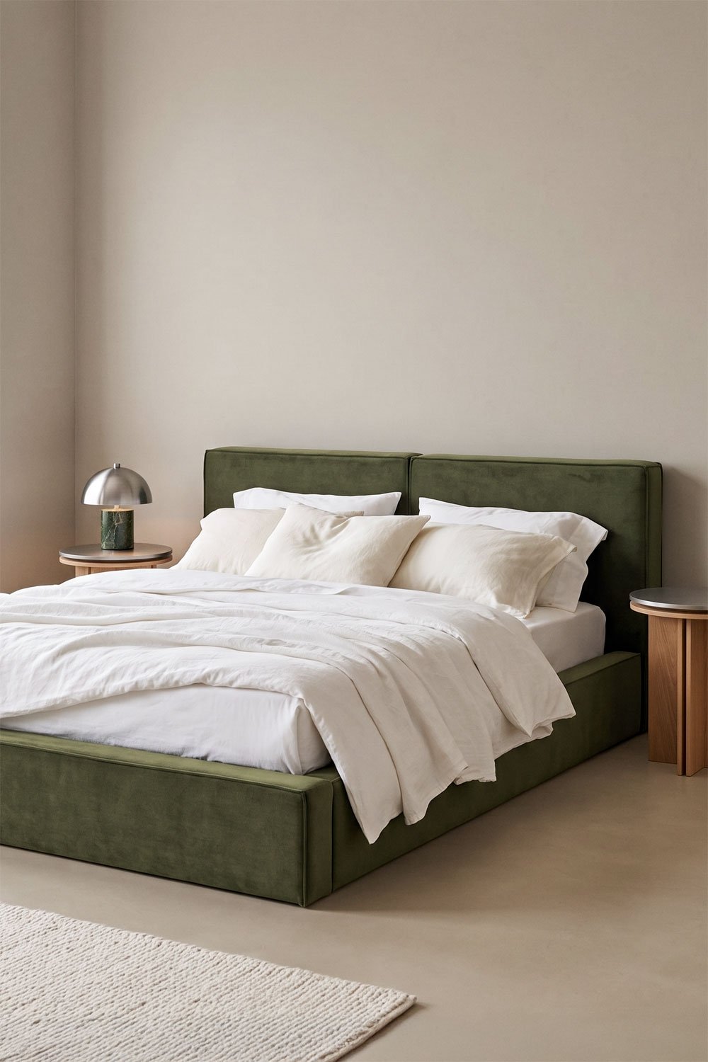 Letto con contenitore ribaltabile imbottito Lunari, immagine della galleria 1