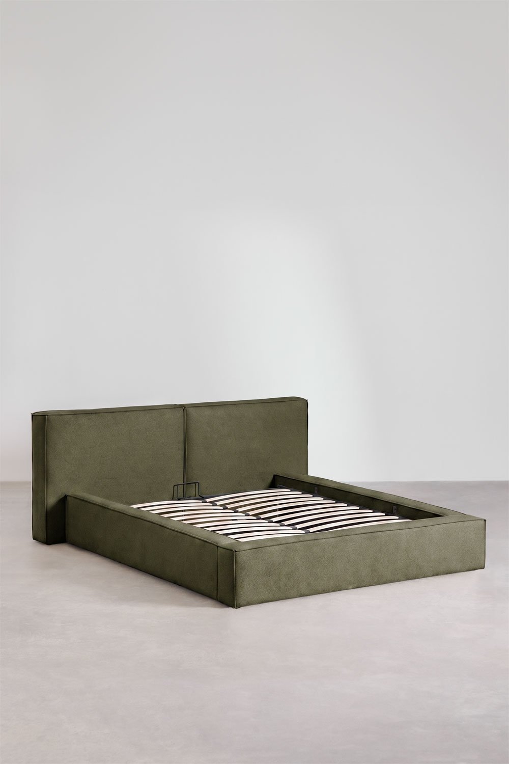 Letto con contenitore ribaltabile imbottito Lunari, immagine della galleria 3