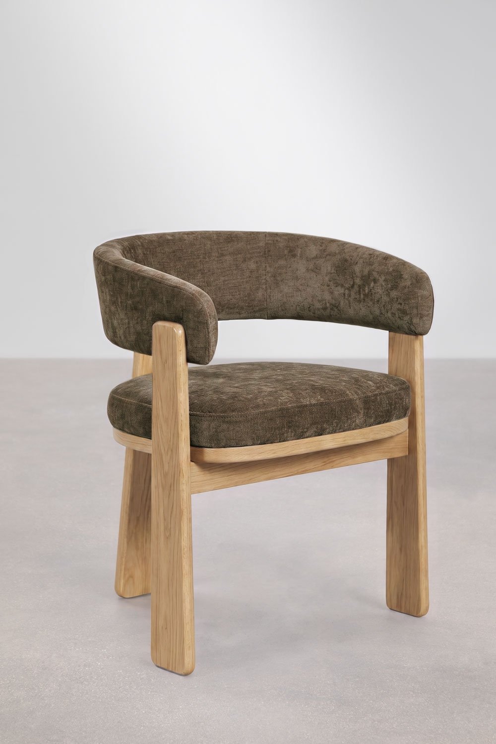 Sedia da pranzo con braccioli imbottita e in legno di rovere Carbalis, immagine della galleria 3