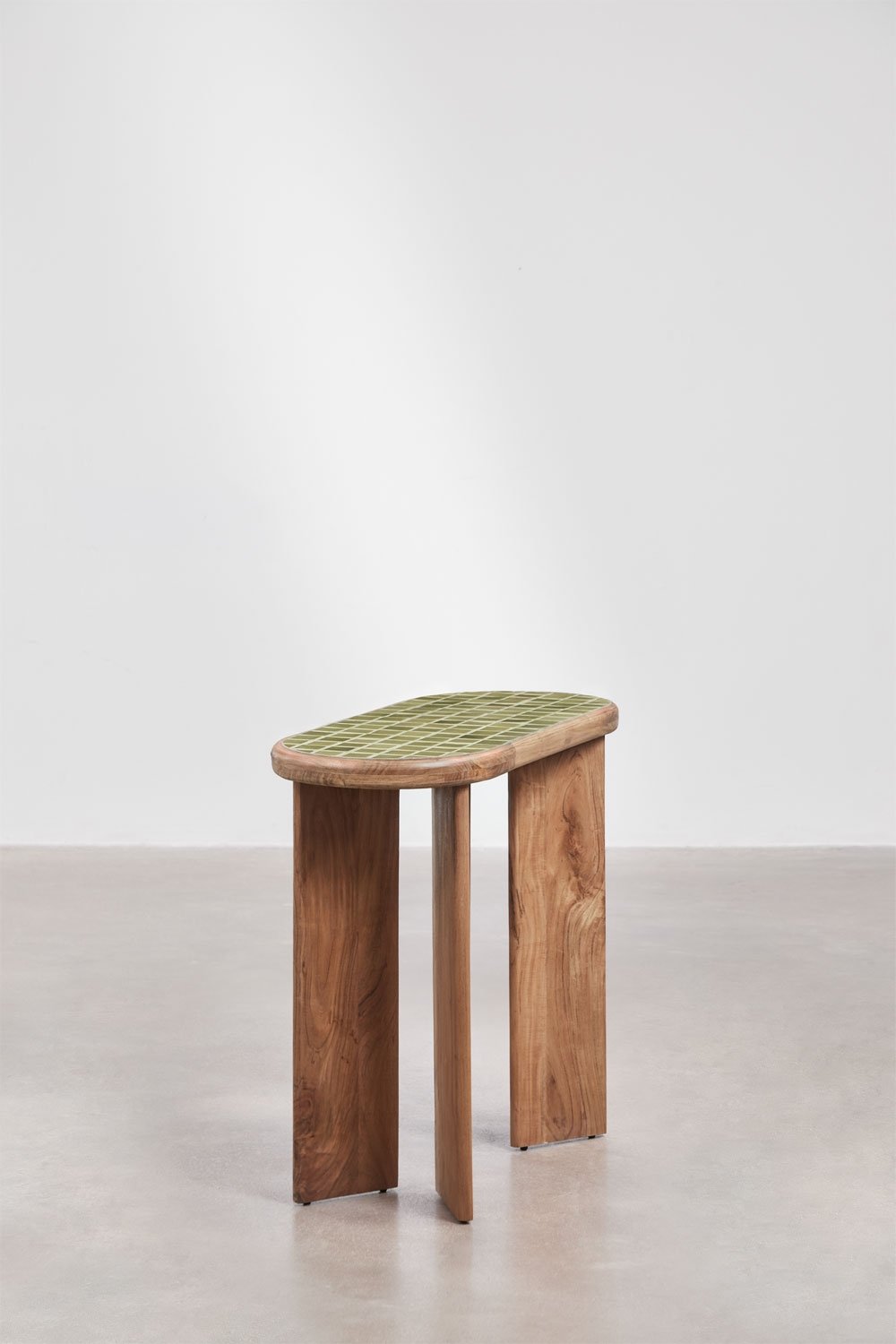 Consolle ingresso 100x40 cm in piastrelle e legno di acacia Aitana, immagine della galleria 4