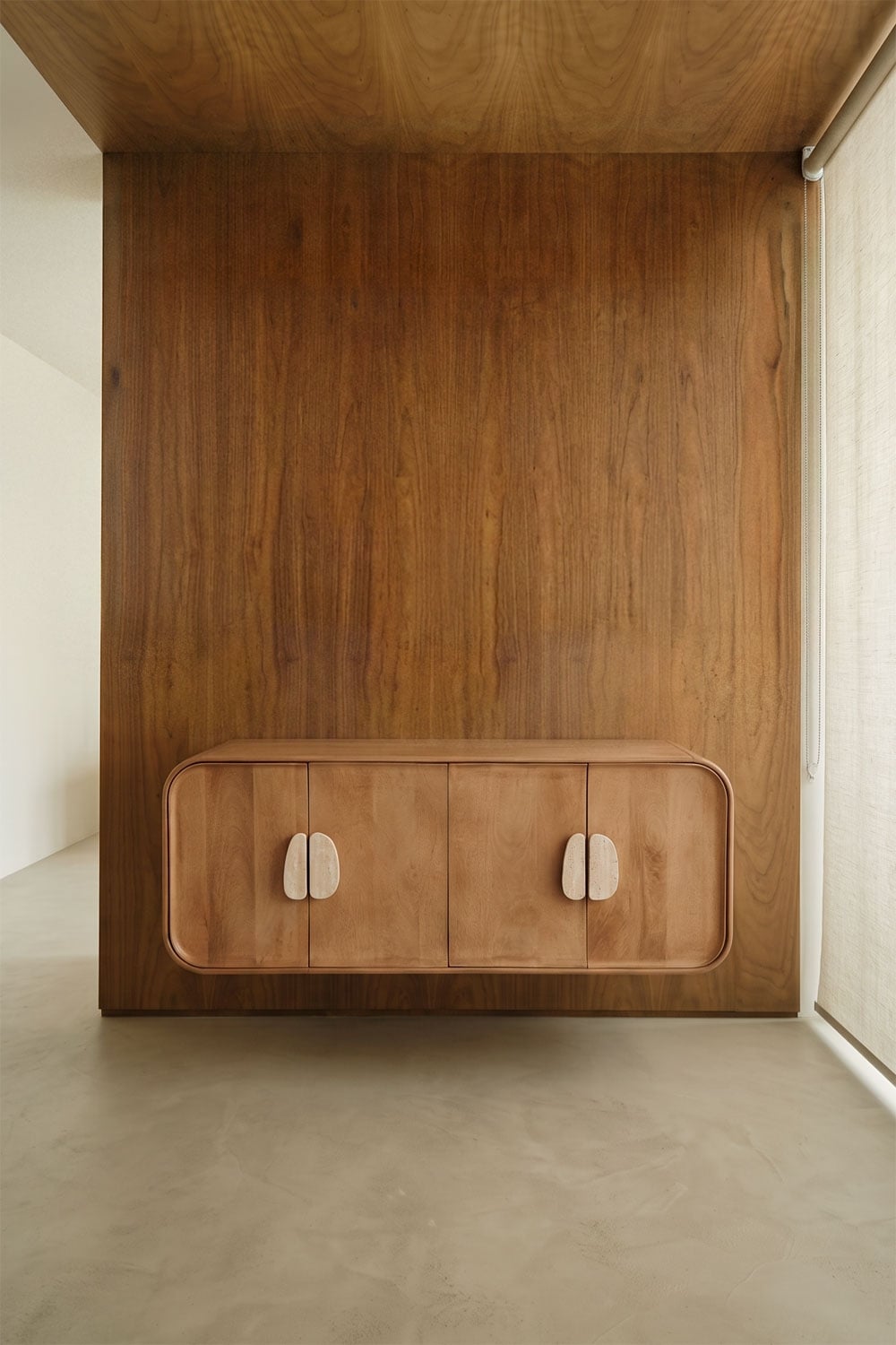 Set di mobili da bagno doppio sospeso 130x45 cm in legno di mango e pietra naturale Kivalina, immagine della galleria 1
