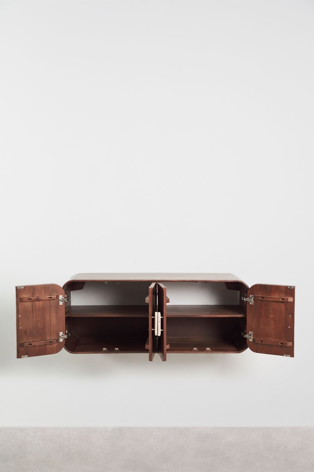 Set di mobili da bagno doppio sospeso 130x45 cm in legno di mango e pietra naturale Kivalina, immagine della galleria 5