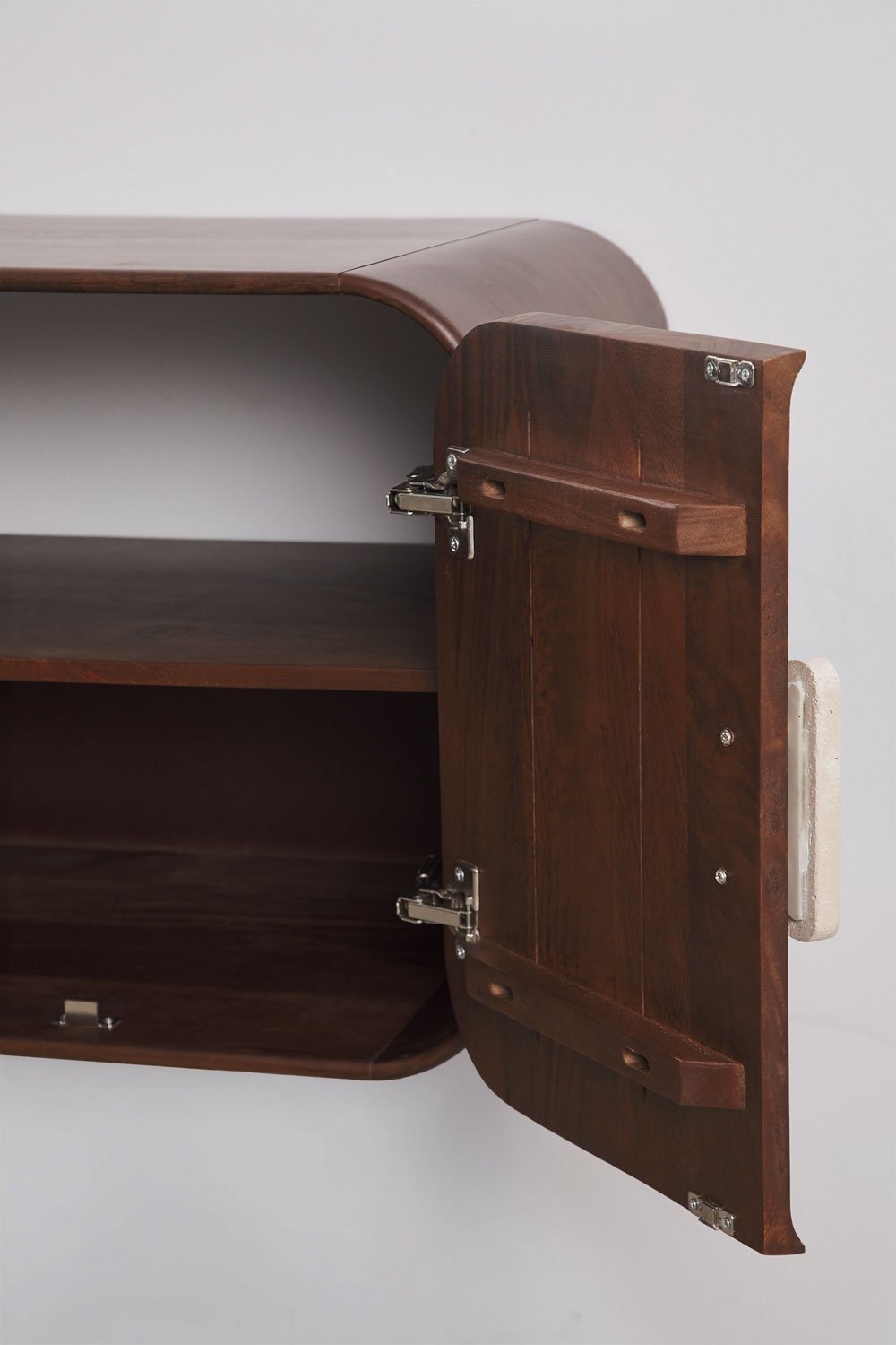 Set di mobili da bagno doppio sospeso 130x45 cm in legno di mango e pietra naturale Kivalina, immagine della galleria 7
