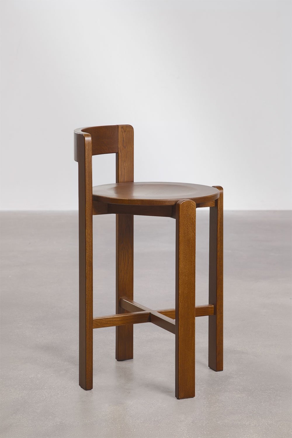 Set di 2 sgabelli alti in legno di rovere Noreli, immagine della galleria 4