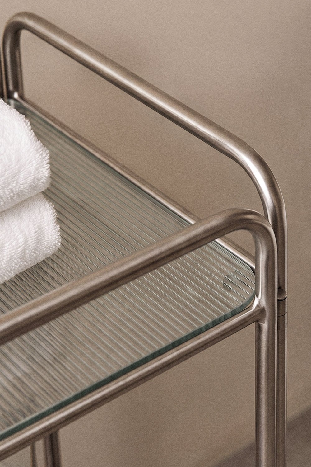 Scaffale da bagno 30x80 cm in acciaio inossidabile e vetro Idunai, immagine della galleria 2