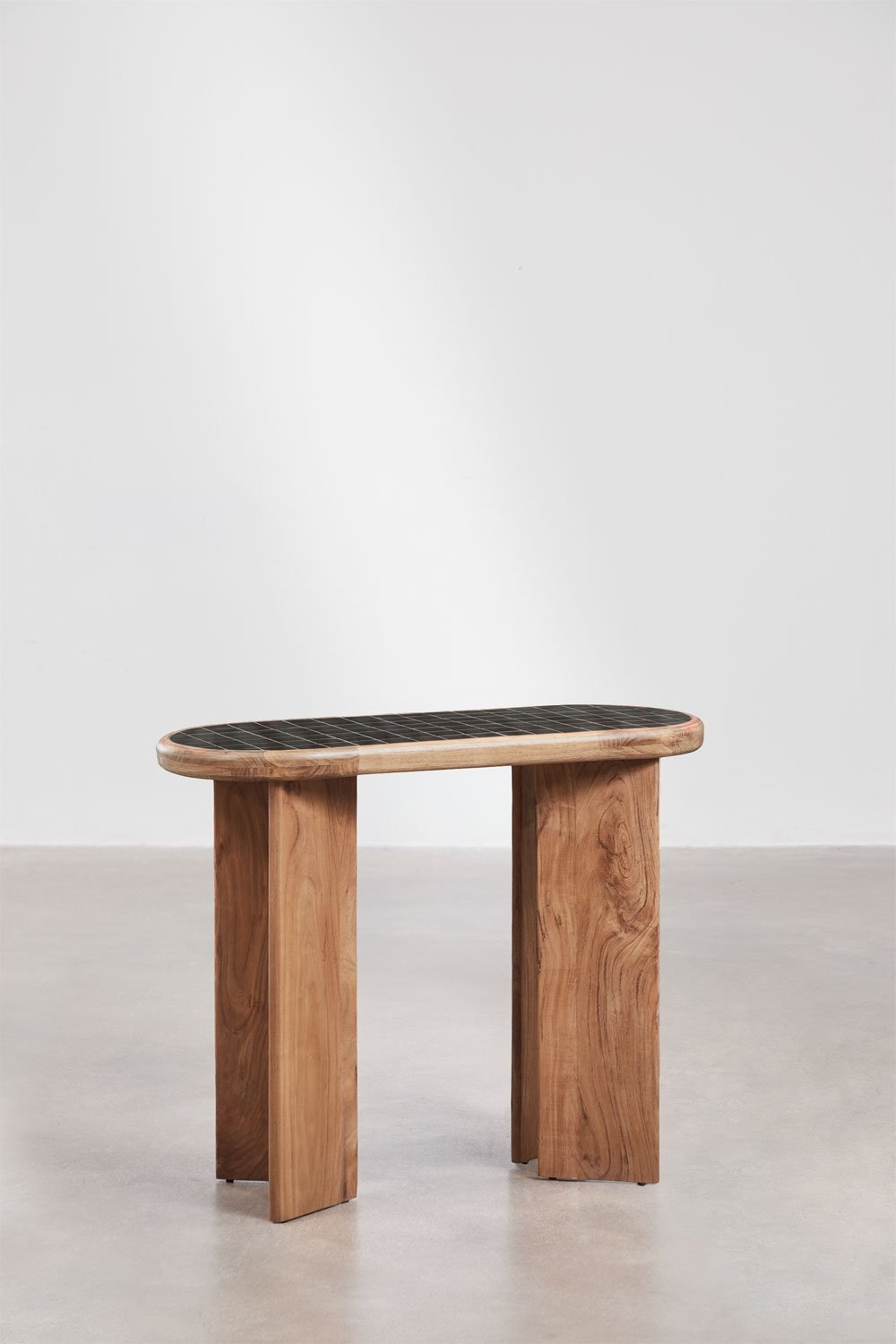 Consolle ingresso 100x40 cm in piastrelle e legno di acacia Aitana, immagine della galleria 3