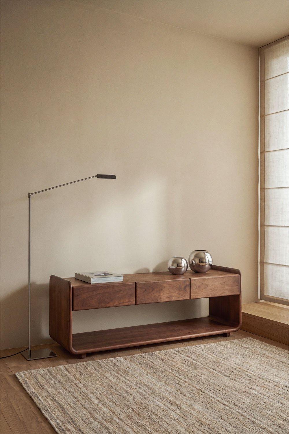 Mobile TV 140x40 cm in legno di acacia scura Tinsley, immagine della galleria 1