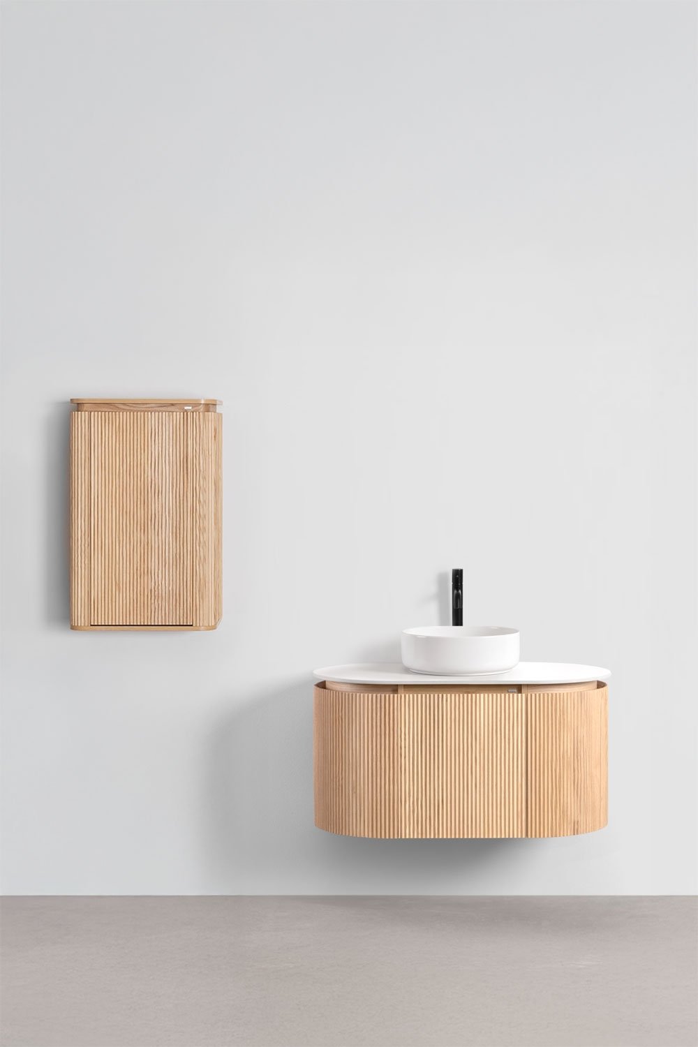 Set di mobili da bagno sospesi 90x50 cm in legno Carsone, immagine della galleria 2