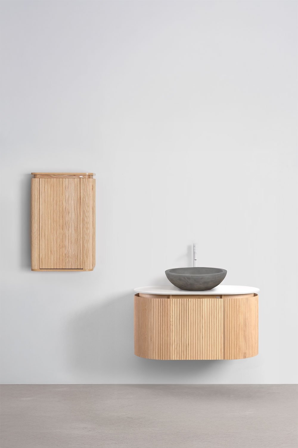 Set di mobili da bagno sospesi 90x50 cm in legno Carsone, immagine della galleria 2