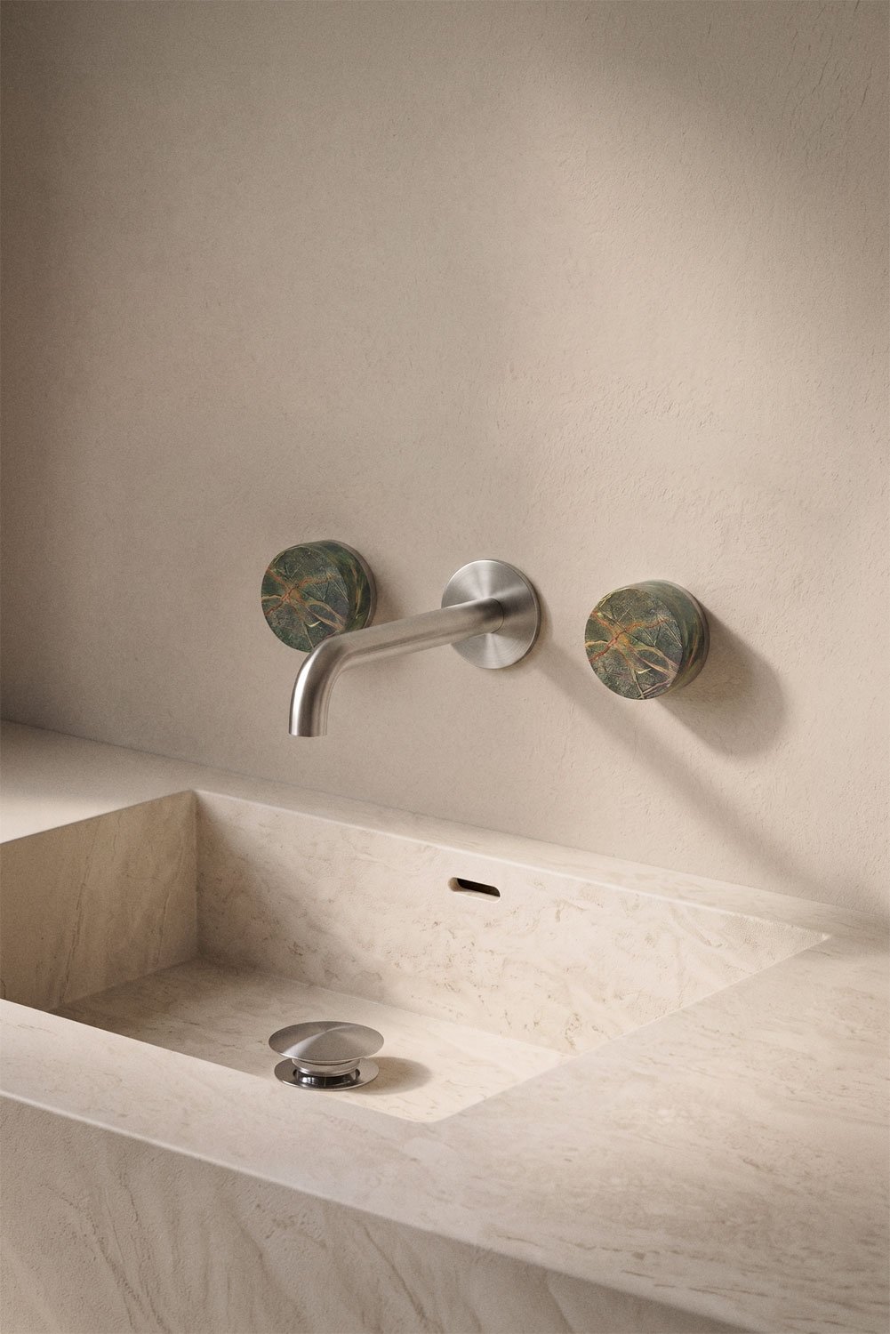 Set di rubinetto da lavabo incassato in pietra naturale Gilstoin e valvola di scarico per lavabo tipo Click-Clack in ottone Orve, immagine della galleria 1