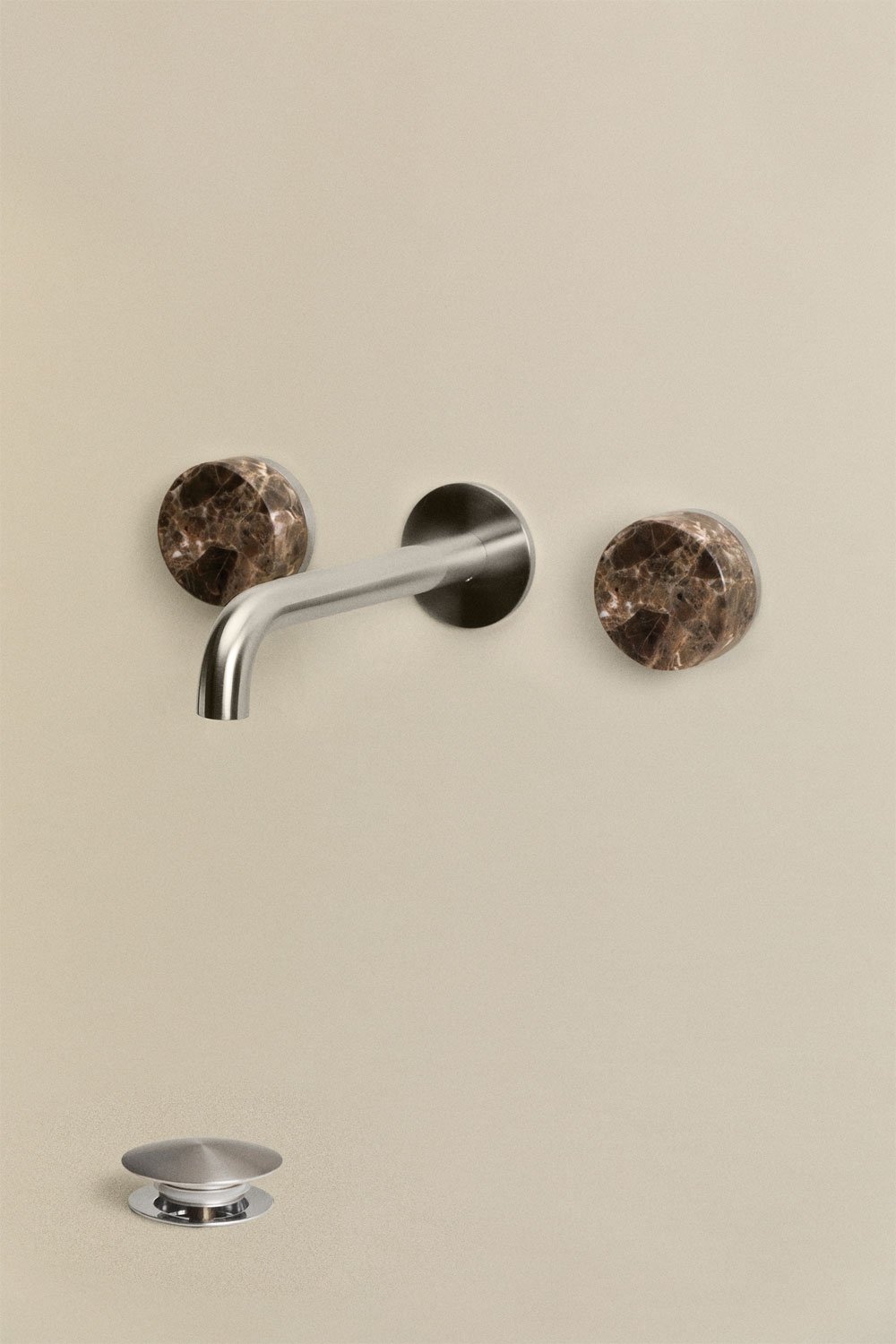 Set di rubinetto da lavabo incassato in pietra naturale Gilstoin e valvola di scarico per lavabo tipo Click-Clack in ottone Orve, immagine della galleria 3