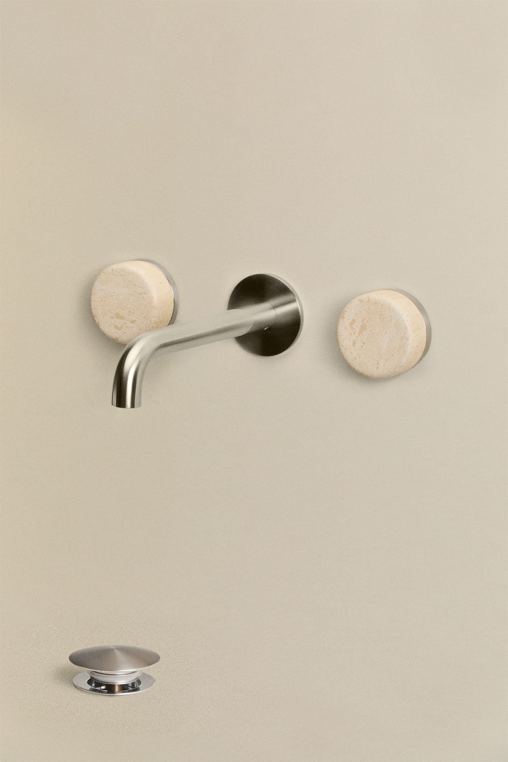 Set di rubinetto da lavabo incassato in pietra naturale Gilstoin e valvola di scarico per lavabo tipo Click-Clack in ottone Orve, immagine della galleria 3