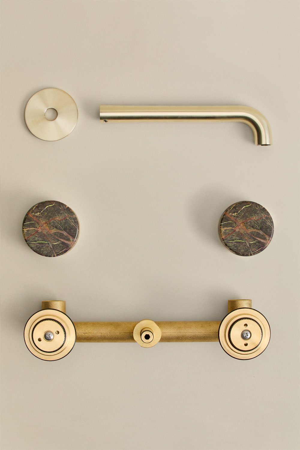 Set di rubinetto da lavabo incassato in pietra naturale Gilstoin e valvola di scarico per lavabo tipo Click-Clack in ottone Orve, immagine della galleria 8