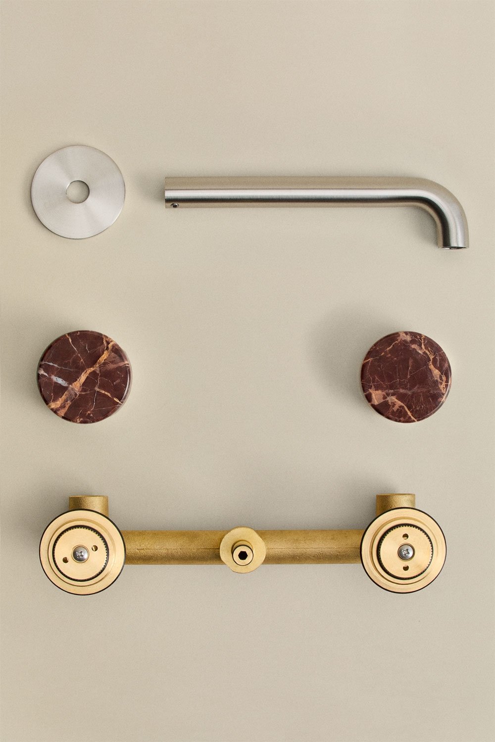 Set di rubinetto da lavabo incassato in pietra naturale Gilstoin e valvola di scarico per lavabo tipo Click-Clack in ottone Orve, immagine della galleria 8