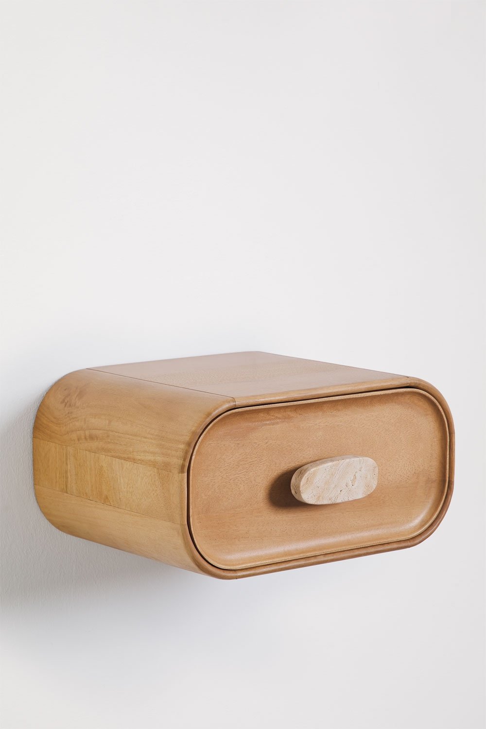 Mesita da notte sospesa 50x35 cm in legno di mango e pietra naturale Kivalina, immagine della galleria 3