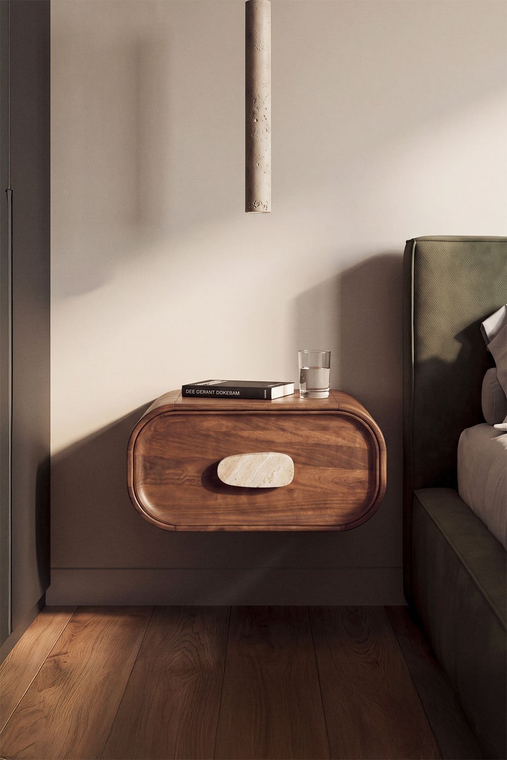 Set di 2 comodini sospesi 50x35 cm in legno di mango e pietra naturale Kivalina, immagine della galleria 1
