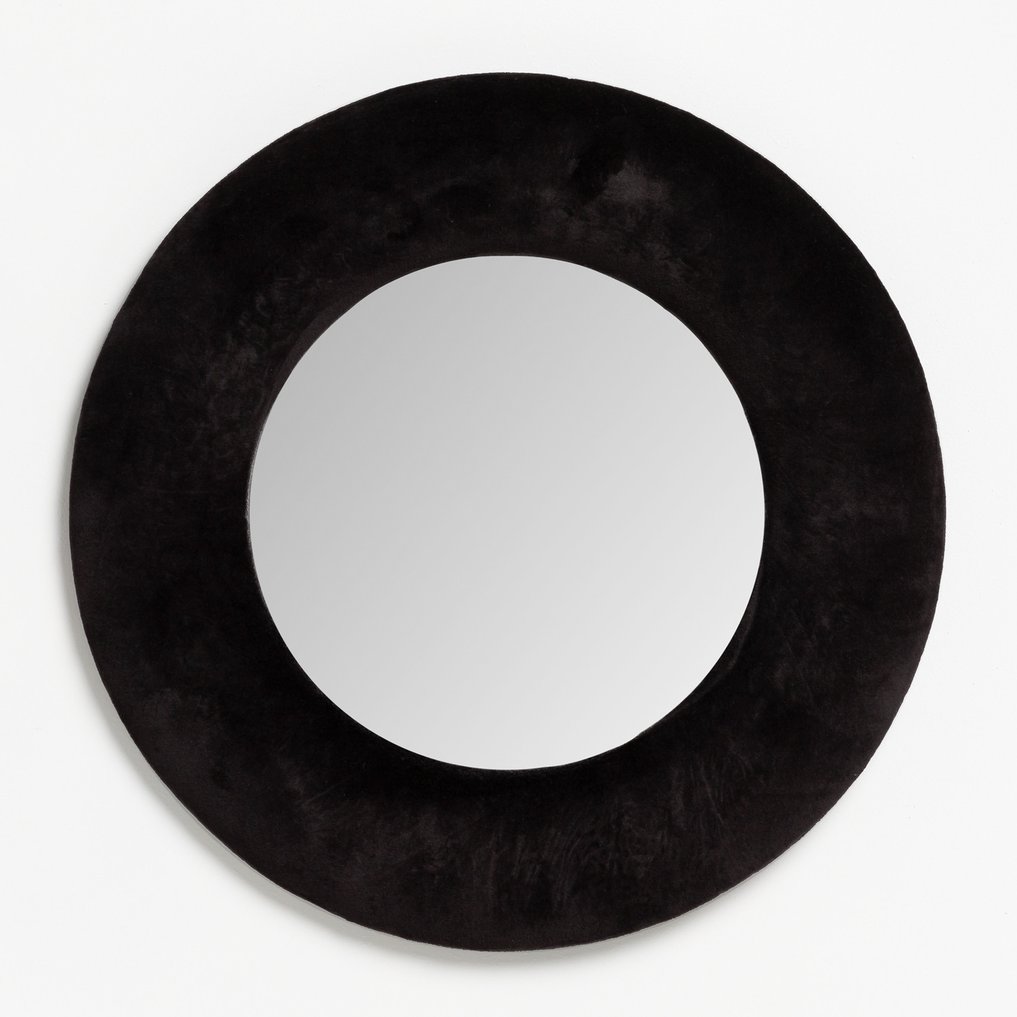 Specchio da parete rotondo in velluto (Ø41 cm) Lüa, immagine della galleria 1