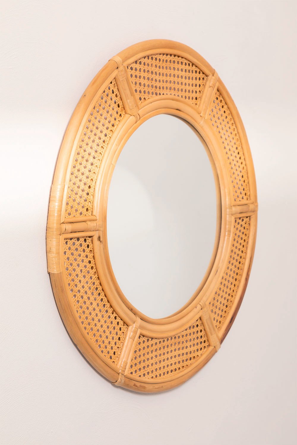 Specchio da parete rotondo in rattan (Ø81 cm) Lopo, immagine della galleria 1