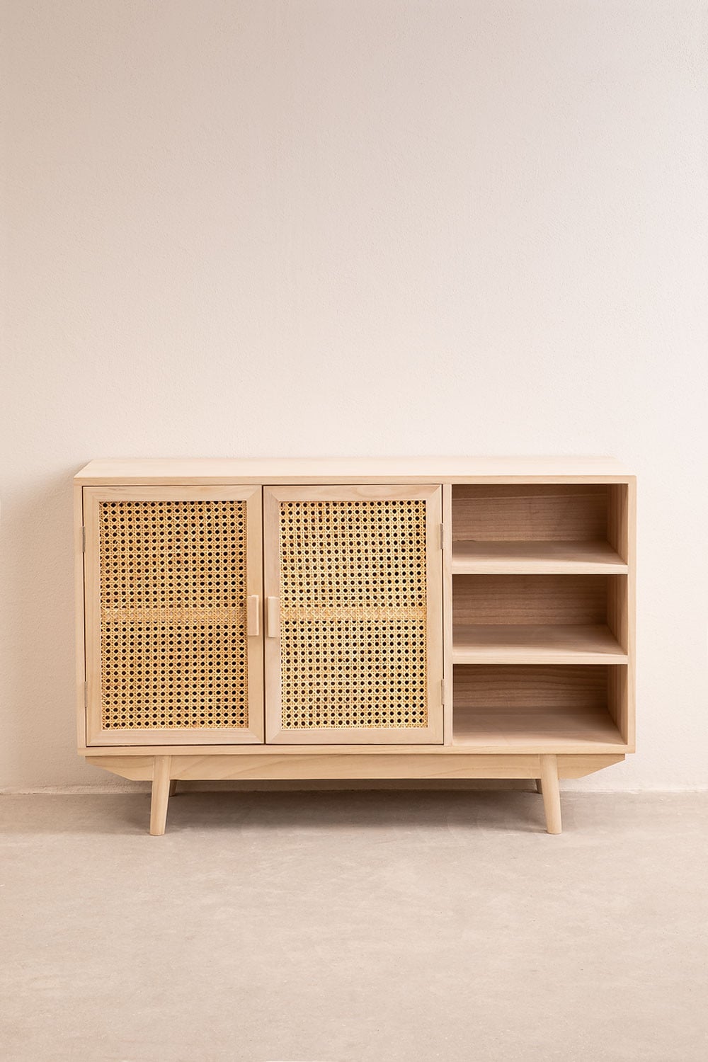 Credenza rettangolare 100x40 cm legno naturale con 2 ripiani Ralik, immagine della galleria 4