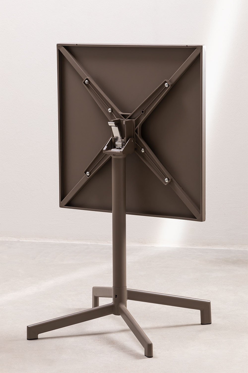 Tavolo da bar quadrato Dely 60x60 cm, pieghevole e trasformabile in 2 altezze, realizzato in acciaio, immagine della galleria 5