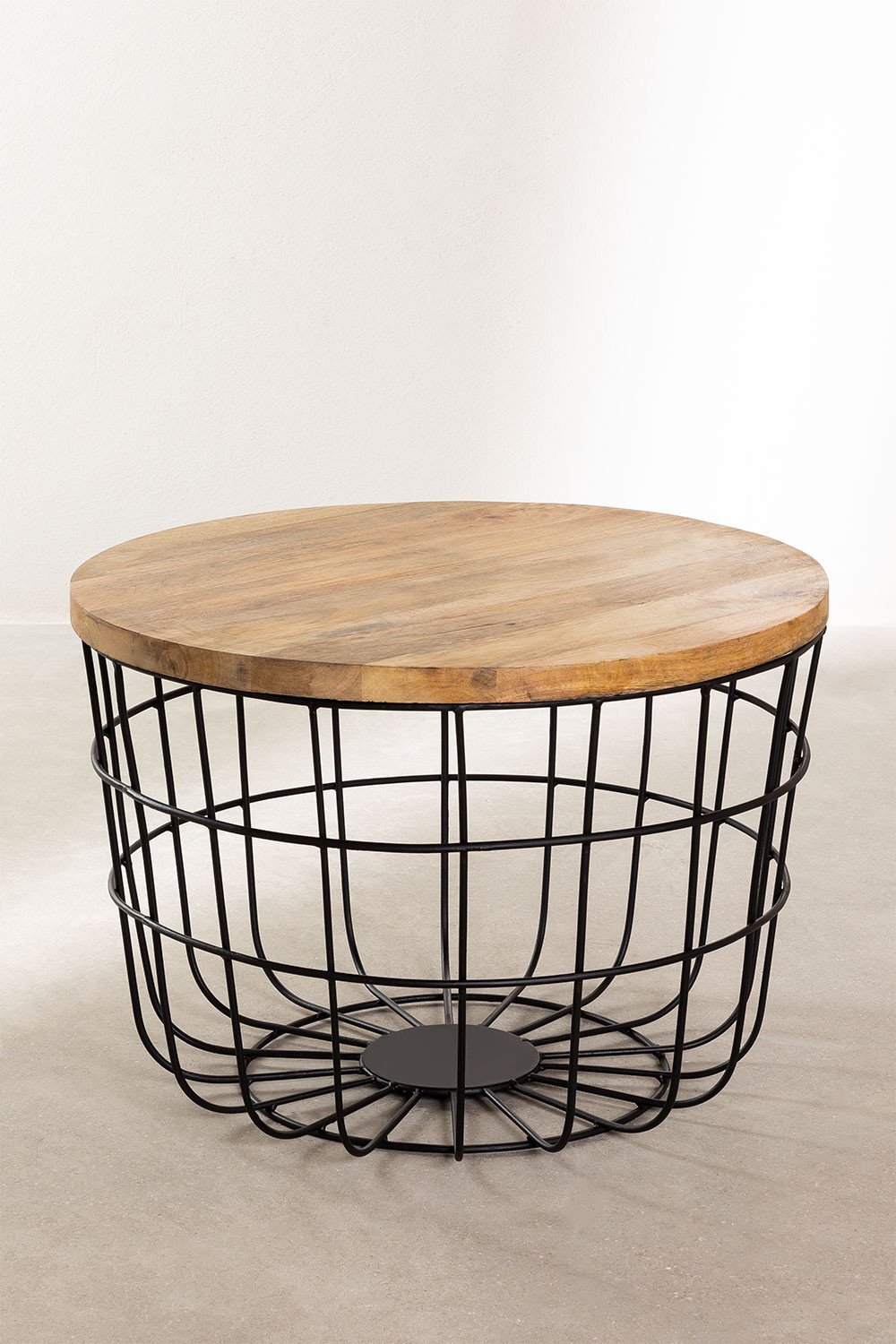 Tavolino rotondo in legno di mango e acciaio (Ø62 cm) Ket, immagine della galleria 2