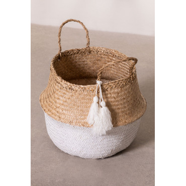 Kahs Borl Rieten Mand Ø35 X 32 Cm & Wit - Sklum