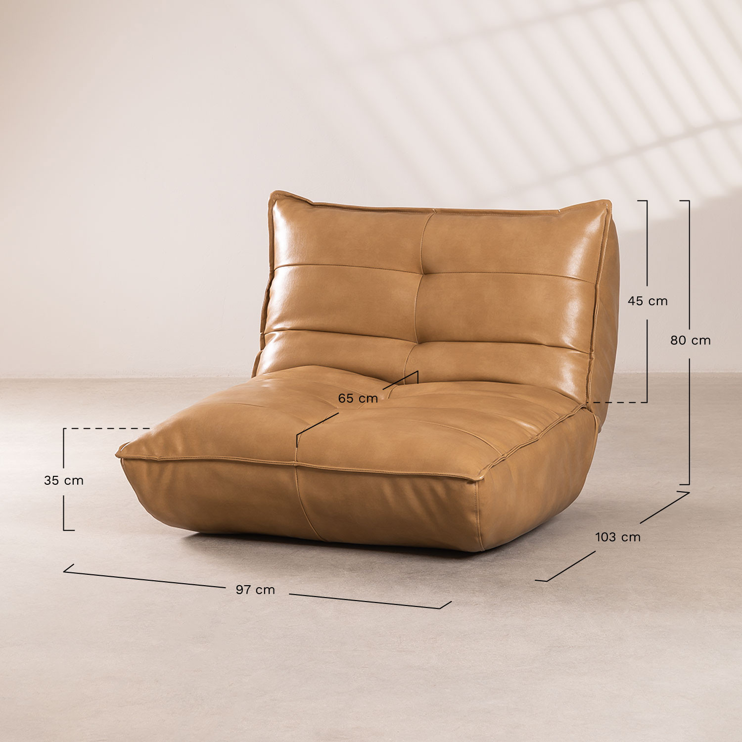 Mati relaxfauteuil in kunstleer, AFMETINGEN