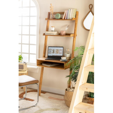 Eikenhouten Bureau Met Plank Zina Style Eikenhout - Sklum