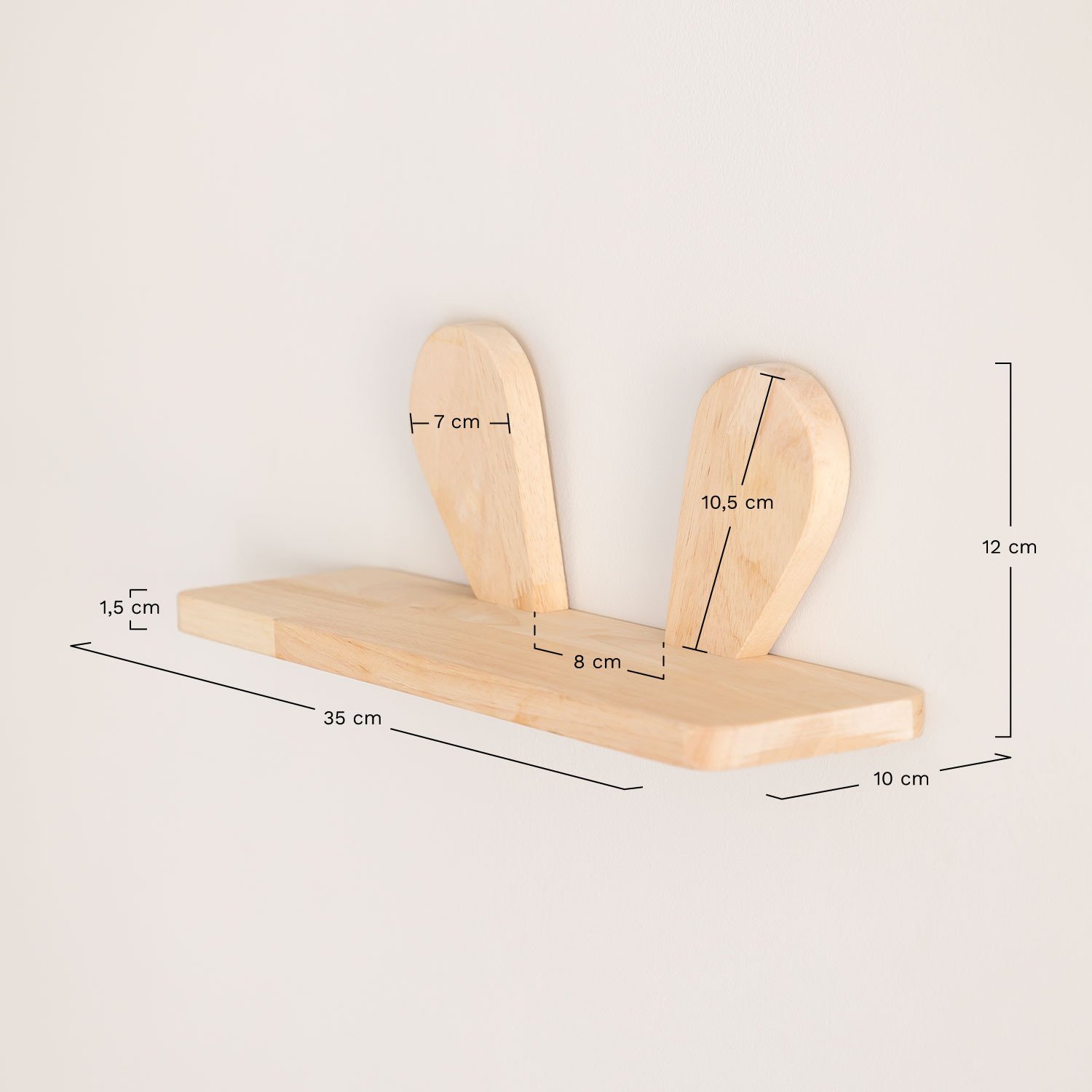 Wandplank in hout Buny Style Kids, AFMETINGEN