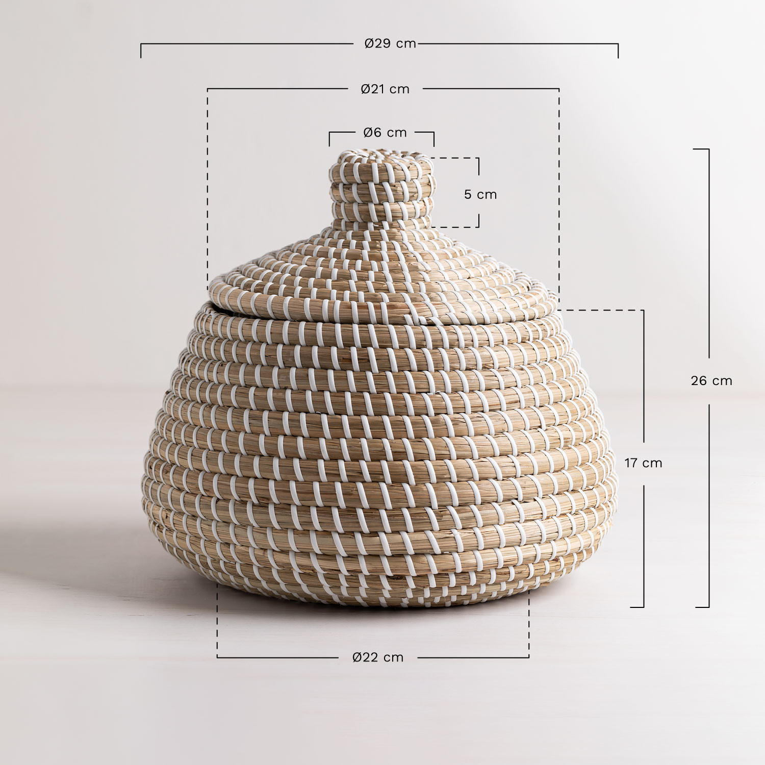 Mand met deksel in zeegras Bazel, AFMETINGEN