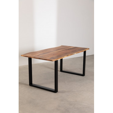 Rechthoekige Eettafel In Gerecycled Hout (180x100 Cm) Sami-stijl Zwart - Sklum