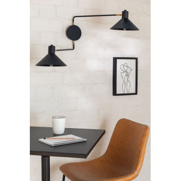 Ijzeren Wandlamp Met 2 Double Twin Lichtpunten Zwart - Sklum