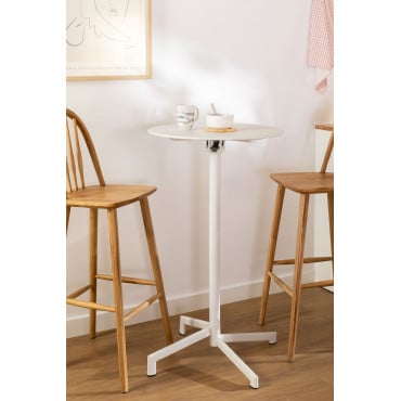 Ronde Bartafel Ø60 Cm Opvouwbaar En Om Te Zetten In 2 Hoogtes In Staal Dely Wit - Sklum