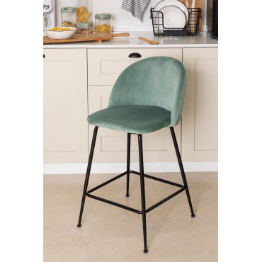 Kana Design Hoge Fluwelen Kruk Grün Tanne & ↑65 Cm & Zwart - Sklum