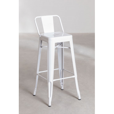 Hoge Kruk Met Rugleuning In Staal (76 Cm) Lix Wit - Sklum