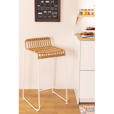 Hoge Kruk Van Synthetisch Rotan Aroa ↑75 Cm & Wit - Sklum