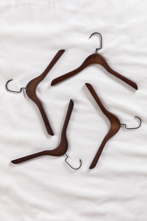 Rita houten en stalen set van 4 hangers - Donkerbruin Hout