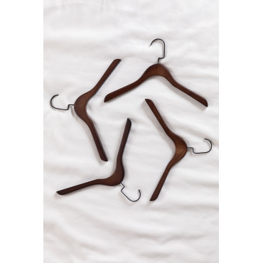 Set Van 4 Houten Kledinghangers Rita Donkerbruin Hout - Sklum