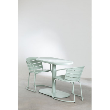 Set Ovale Tafel & 2 Tuinstoelen Janti Ijsberg - Sklum