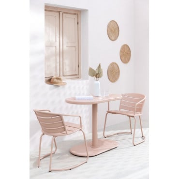 Ovale Tuintafelset En 2 Stalen Tuinstoelen Janti Naakt Beige - Sklum