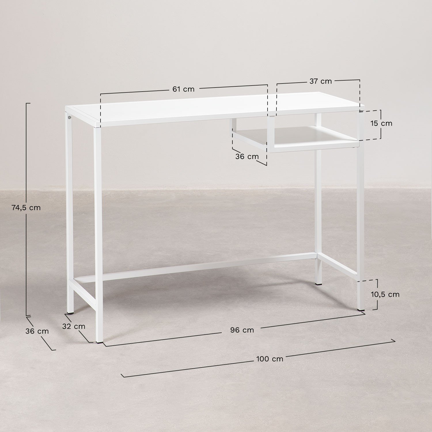 Gori stalen haltafel, AFMETINGEN