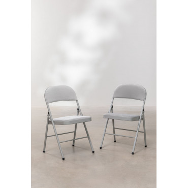 Set Van 2 Fluwelen Klapstoelen Keiren Perłowoszary - Sklum