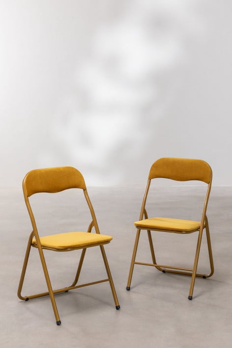 Set van 2 fluwelen klapstoelen Iraida - Mostaza